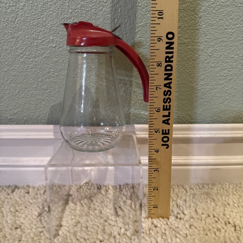 Vintage Federal 1950's Syrup Dispenser Bottle Jar Red Lid and Handle USA